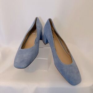 Franco Santo Giuliana Suede Block Heel Square Toe Pumps